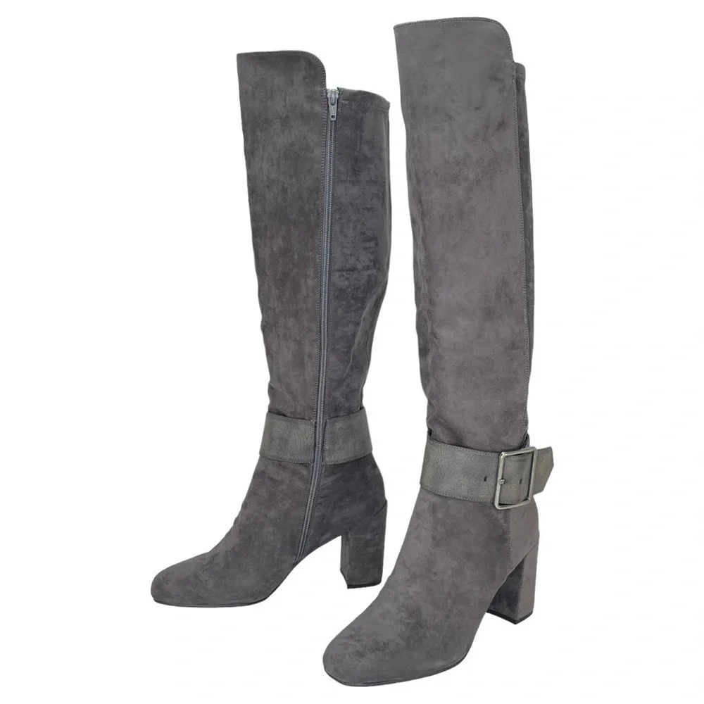 White Mountain Katrina Grey Microsuede Fabric Knee High Womens Boots Size 10M - Picture 9 of 10